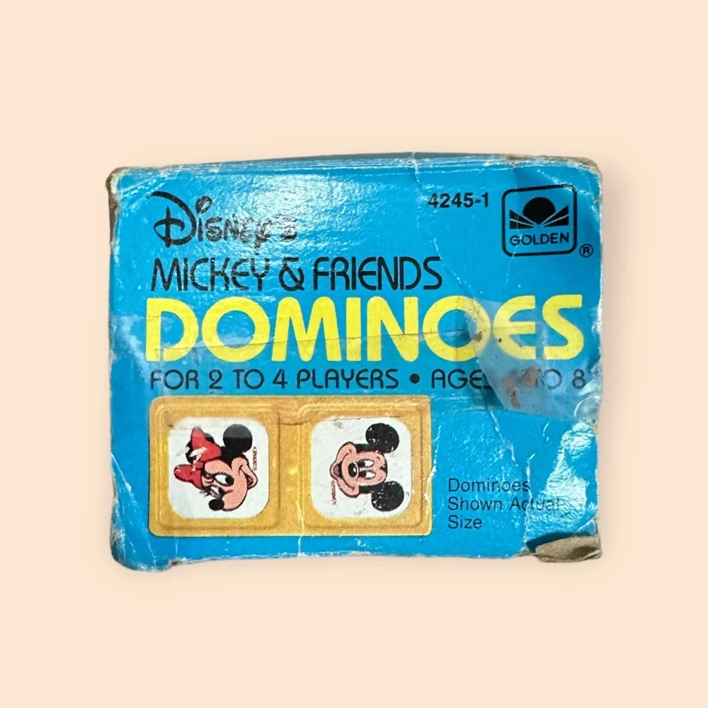 Vintage Golden Disney's Mickey and Friends Dominoes Game Set 25 Pieces